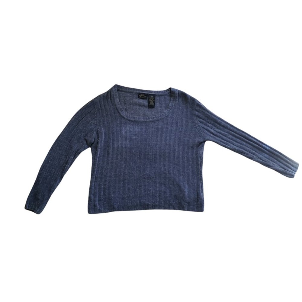 Vintage Dusk Blue Ribbed Sweater